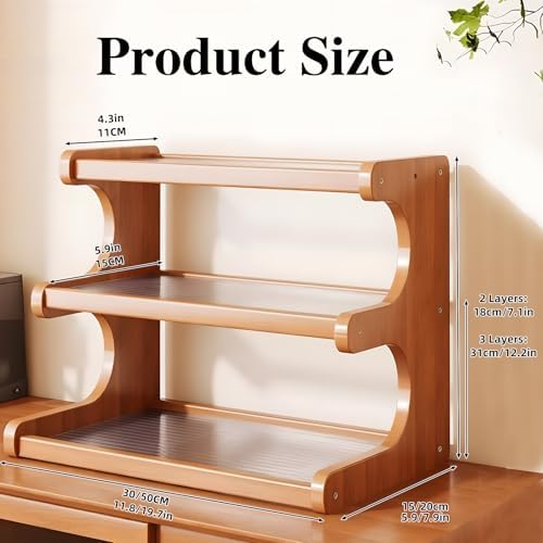 3-Tier Bamboo Mug Organizer for Cabinet, Countertop Coffee Cup Holder