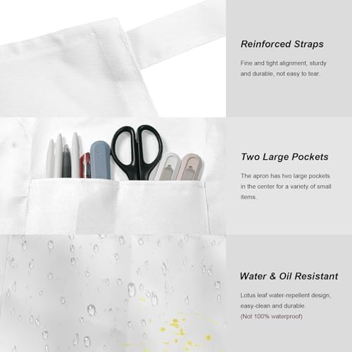 15-Pack Adult Aprons for Women Men, Adjustable Strap, 2 Pockets