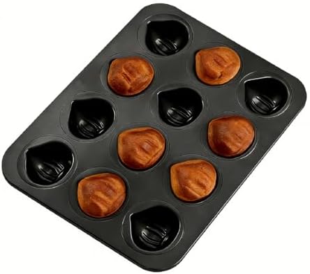 Tissting 1Pcs Muffin Pan, 12 Cavity Chestnut Baking Pan, Chestnut Mold