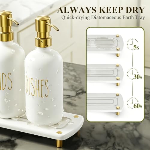 Cisily Kitchen Soap Dispenser Set with Ceramic Sponge Holder