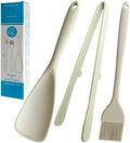 Silicone Spatula Tongs and Basting Brush Set, 3-Piece, White