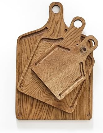 3-Piece Wooden Cutting & Chopping Board Set with Handle – Natural