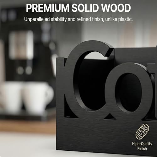 Coffee Bar Organizer Countertop,Wood Caddy with Compartments for