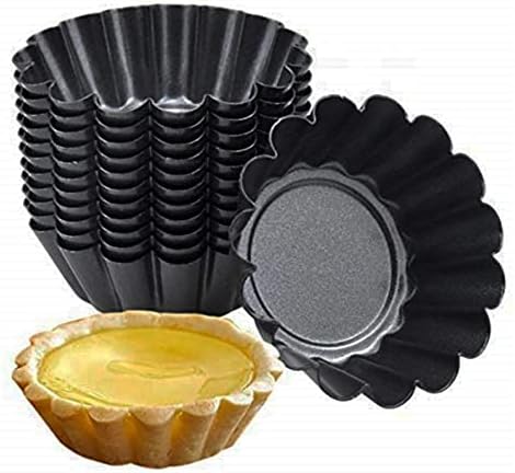 12 Packs Egg Tart Mold, Bigger Size 3 x 0.9inch, Non-Stick Pan Carbon