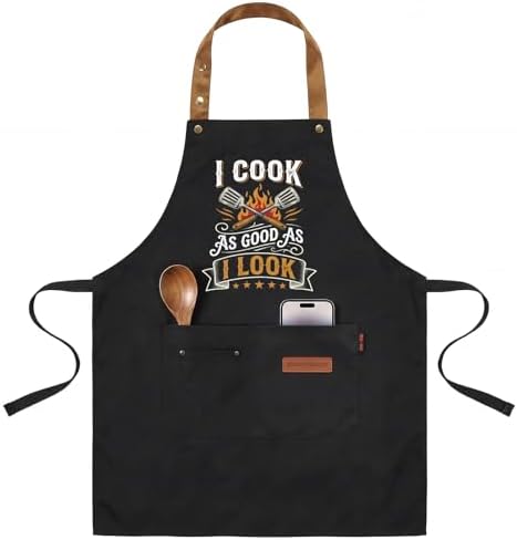 INNORU I Cook as Good as I Look Sign Apron with Two Pockets, Funny