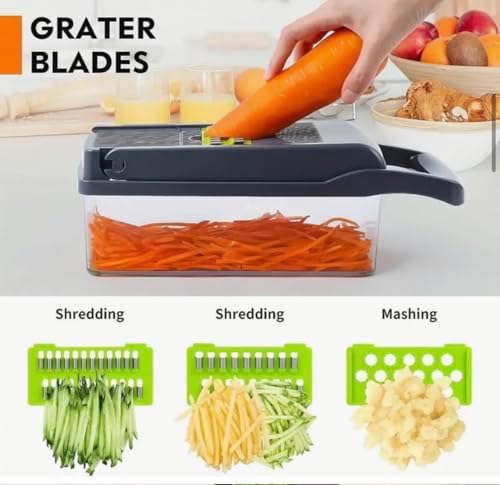 14-in-1 Vegetable Chopper Dicer with Container, Stainless Steel
