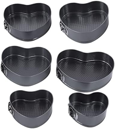 6pcs Heart Shaped Non Stick Springform Pan Set, Stainless Steel Baking
