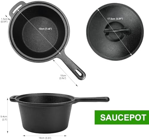 8 Piece Cast Iron Pots and Pans Set Cast Iron Skillets Bakeware And Square Grill Pan Camping Kitchen Cookware