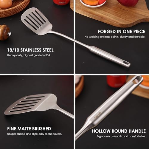18/10 Stainless Steel Kitchen Utensils Set - 8 PCS All Metal Cooking