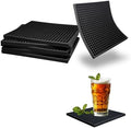 Silicone Coasters Set - 6 Pack - 6 Inch Square Drink Coasters for