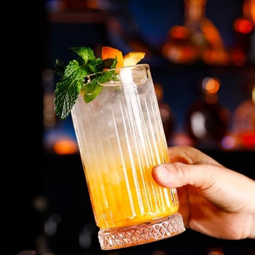 16oz Glass Cups for Kitchen Tall Drinking Glasses Set of 4