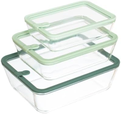 Glad Glass Food Storage Containers, Set of 3 - Airtight Vacuum Sealed