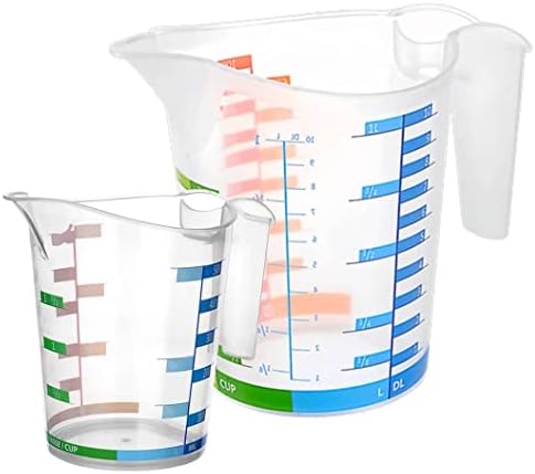Tribello Measuring Cup Set 1 Cup and 1 Quart Plastic, With Easy To