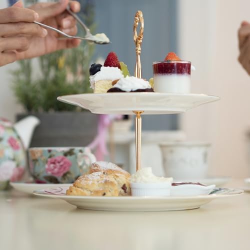 uxcell 2 Sets 2-Tier Cupcake Stand Holder, Round Tiered Serving Tray