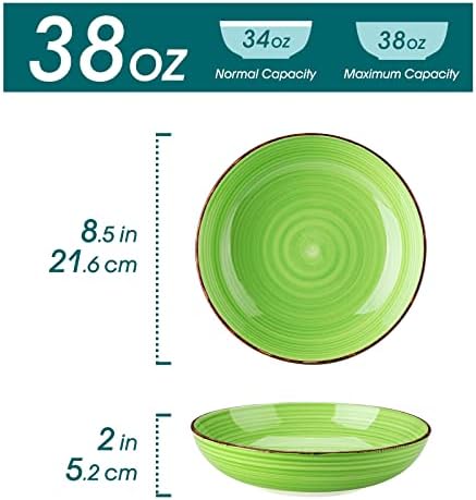vancasso Bonita Pasta Bowls Set of 6, 38 oz Shallow Ceramic Bowls for