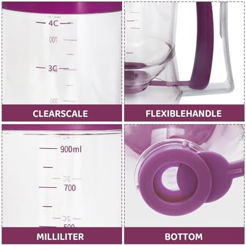 Pancake Batter Dispenser with Measuring Label, Purple