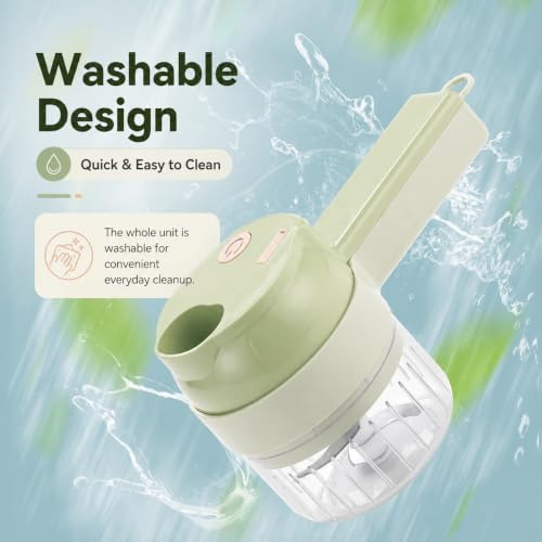 4-in-1 Handheld Electric Vegetable Cutter, Green