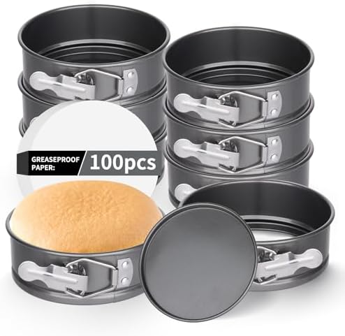 8 Pcs 4 Inch Springform Pan Mini Cheesecake Pan with Removable Base