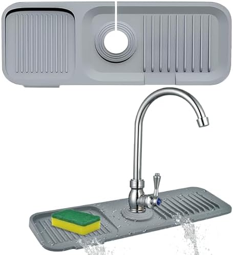 Silicone Kitchen Sink Splash Guard, 17.7" Drainage Mat for Faucet