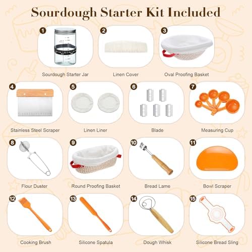 Sourdough Starter Kit – 10" Round + 9" Oval Banneton Baskets, Lame &