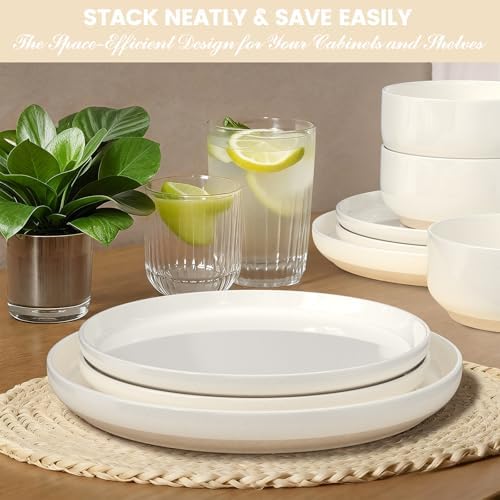 Umite Chef Dinnerware Set for 4, 12 Pieces Plates and Bowls Set