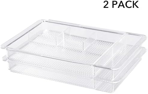 Oubonun Expandable Shallow Vanity Plastic Makeup Drawer Organizers