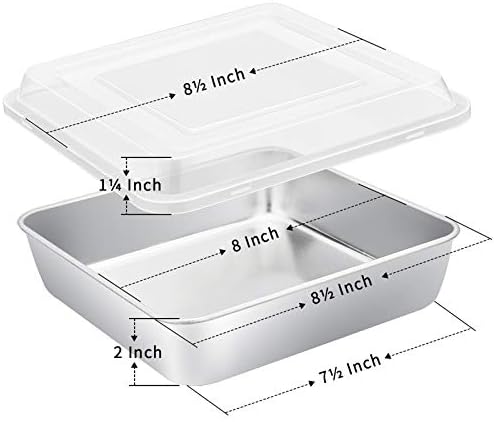 E-far 8 x 8-Inch Baking Pan with lid, Square Cake Brownie Baking Pans