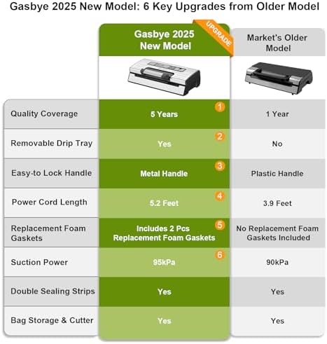 Gasbye 95kPa Precision Vacuum Sealer, Silver