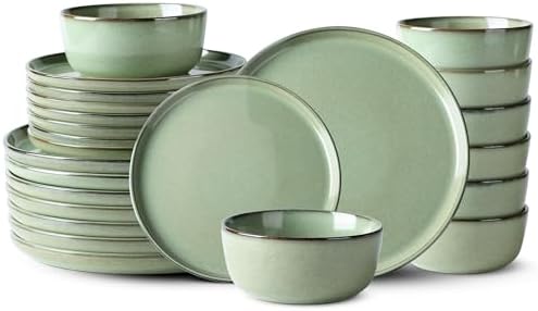 GBHOME Dinnerware Sets for 8, 24 Pieces Ceramic Plates and Bowls Set