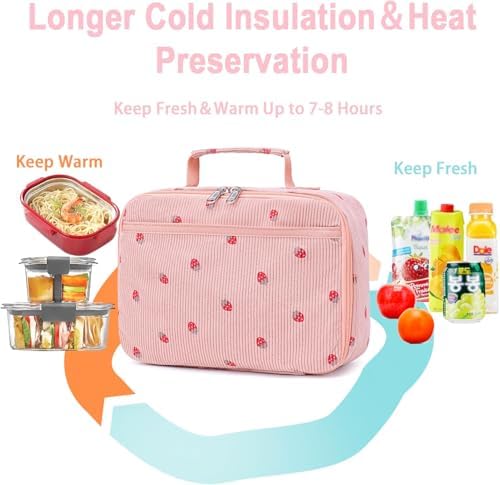 Bluboon Kids Girls Pink Strawberry Lunch Box