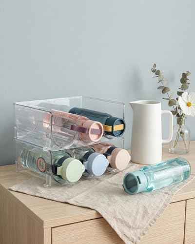 2 Pack Water Bottle Organizer Holder, Stackable Storage Rack for Large