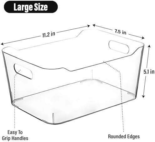 Clear Plastic Storage Bins for Kitchen Organization or Pantry