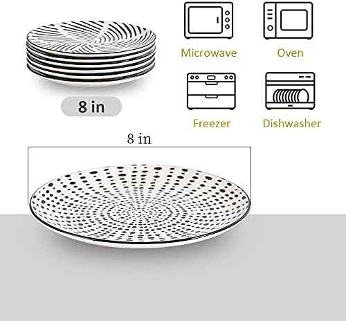 Ceramic Dessert Plates 8 Inch - Salad Appetizer Plate Set of 6