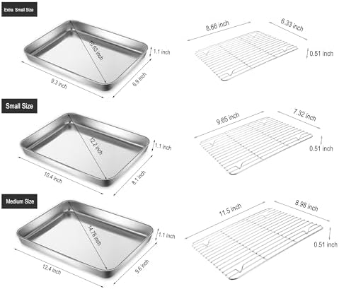 Quarter Deep Cookie Baking Sheet Pans with Cooling Wire Rest Rack Sets