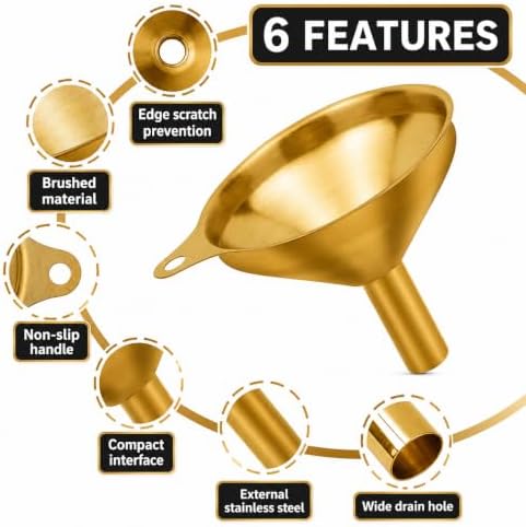 Snailhouse Small Funnels, 3 Pack Stainless Steel Mini Metal Food