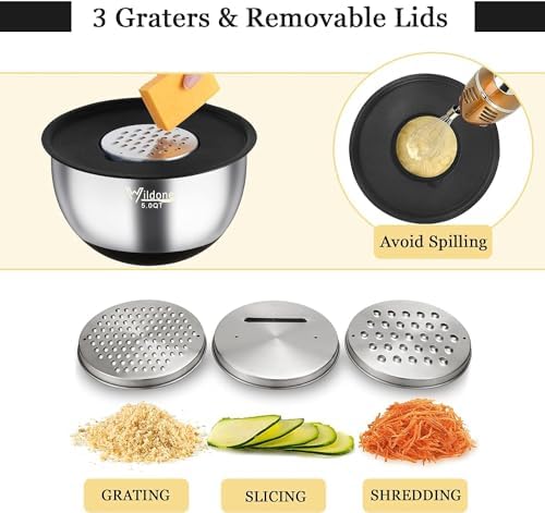 Wildone Mixing Bowls with Airtight Lids, Stainless Steel Mixing Bowls