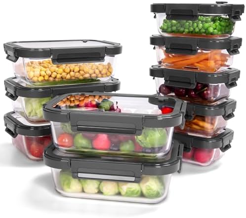 10-Pack Borosilicate Glass Food Storage Containers with Lids