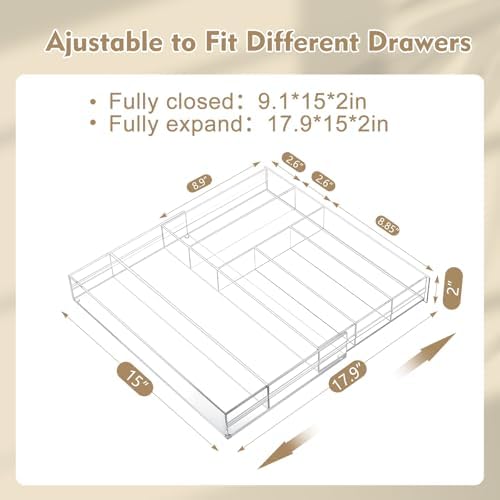 Briwooody Clear Acrylic Drawer Organizer Expandable,7