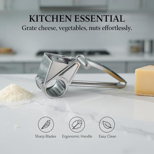Stainless Steel Hand Crank Cheese Grater with 2 Blades
