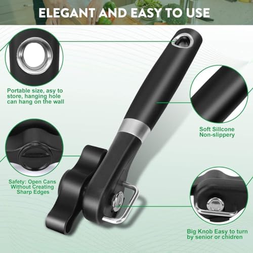 Can Opener Smooth Edge & Bottle Opener, Manual Side Safe Cut Can