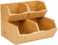Bamboo Pantry Storage Bins - Set of 4 (2 Large, 2 Small) Stackable