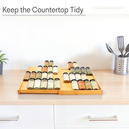 Bamboo Spice Drawer Organizer, 4-Tier Rack