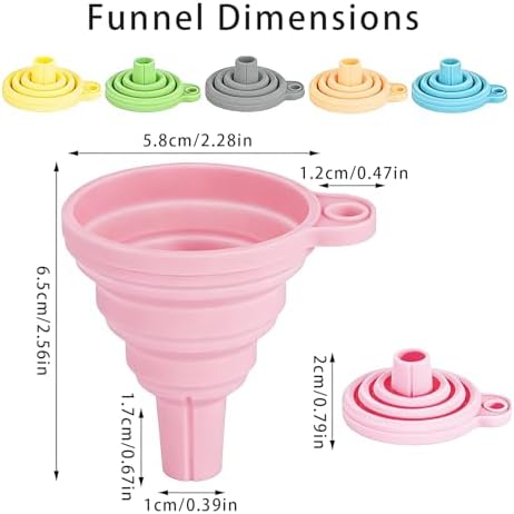 6PCS Food Grade Silicone Collapsible Kitchen Funnel Set