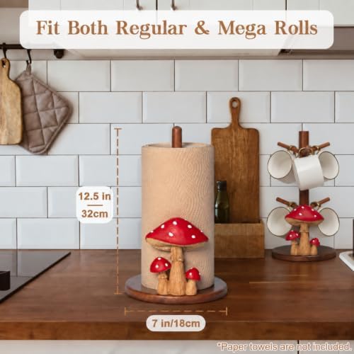 Mushroom Paper Towel Holder, Cottagecore Decor