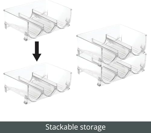 mDesign Plastic Free-Standing Stackable 3 Bottle Storage Holder Rack