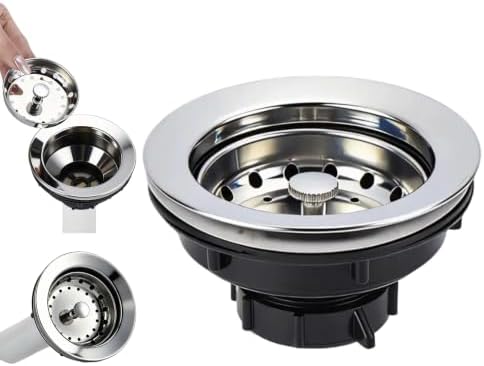 Kitchen Sink Drain Assembly, 3-1/2 Inch Basket Strainer