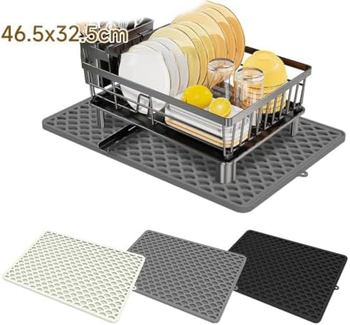 Absorbent Dish Drying Mat 18x13in Double Layer Silicone