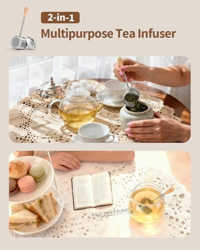 HOUSE AGAIN Tea Infuser for Loose Tea, 2-in-1 Tea Scoop Infuser Extra