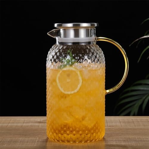 Drinking 1.9L Glass Pitcher with Lid and Handle