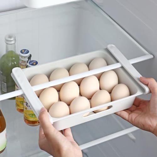 White 12-grid Drawer Egg Storage Box for Refrigerator, 3pcs